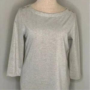 Talbots Women's Silver Gray Metallic Bateau Shirt Size MP